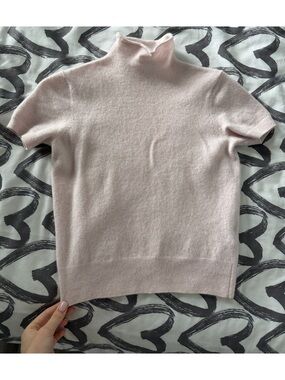 Massimo Dutti Pale Pink Short-Sleeve Turtleneck Sweater